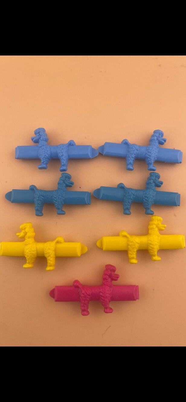 Vintage Goody LOT 1980s Hair Clip Snap Tight Kiddie Barrettes Poodles 7pc